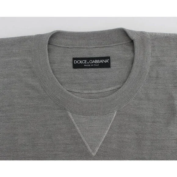 Dolce & Gabbana Gray Crewneck Pullover Silk Sweater